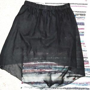 Asymmetrical black sheer skirt